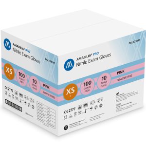 Engångshandskar nitril rosa, 1000-p, stl XS